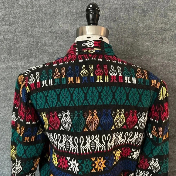 Vintage Artes Guatemattecas Jacket Womens Medium Cropped Hand Woven Wearable Art - Picture 6 of 16